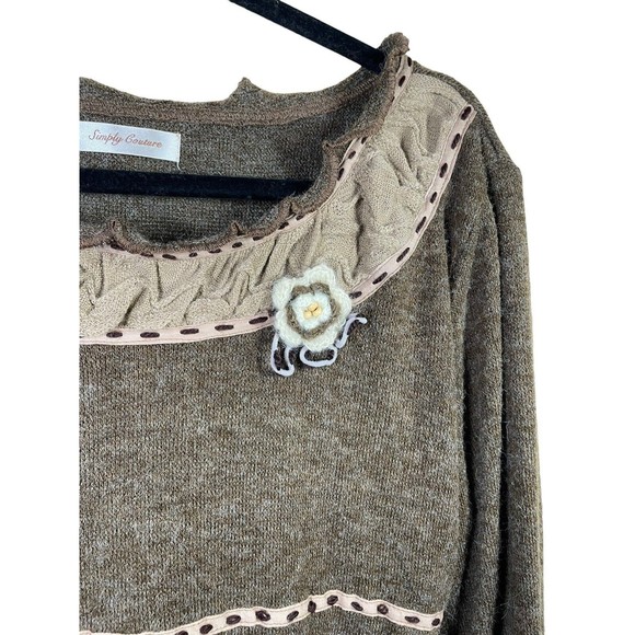 Simply Couture Wool Blend Knit Embellished Sweater Dress Medium Cottagecore - Picture 7 of 15